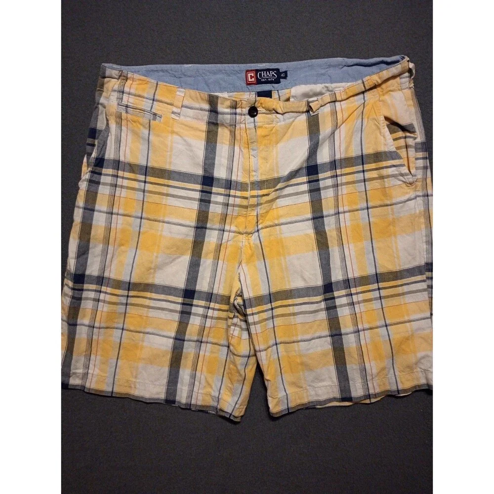 Chaps Men’s Shorts Size 40 Plaid Yellow Blue White